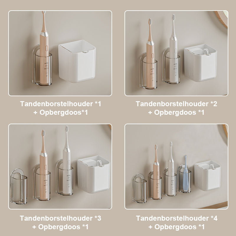 Vægmonteret opbevaring af tandbørster uden huller