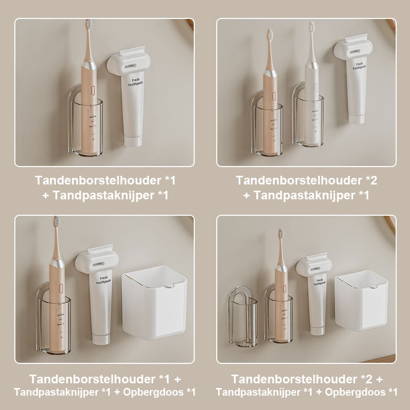 Vægmonteret opbevaring af tandbørster uden huller