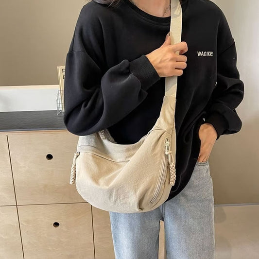 🔥🎒Lady Fashion One Colour Nylon Crossbody Bag