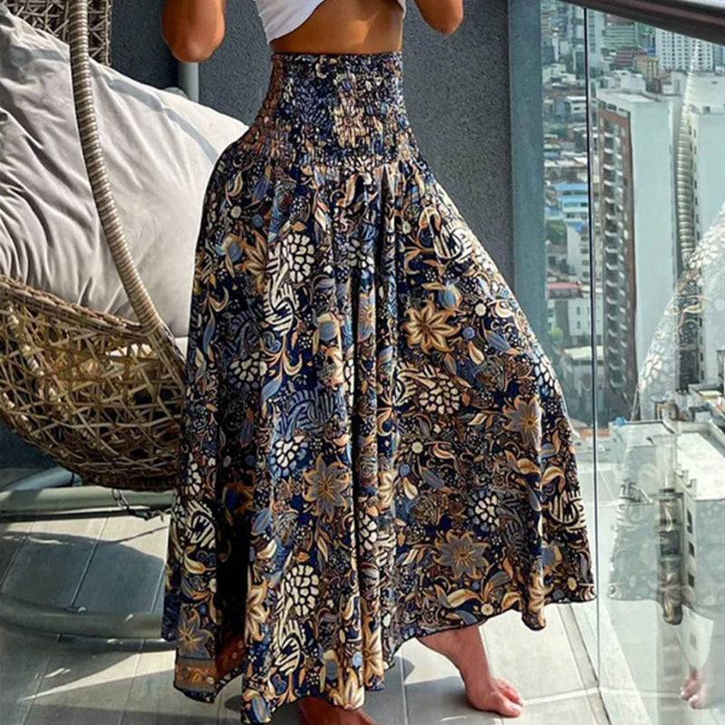 2025 Ny Afslappet Blomstret Nederdel Med Halv Krop