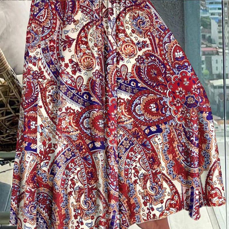 2025 Ny Afslappet Blomstret Nederdel Med Halv Krop