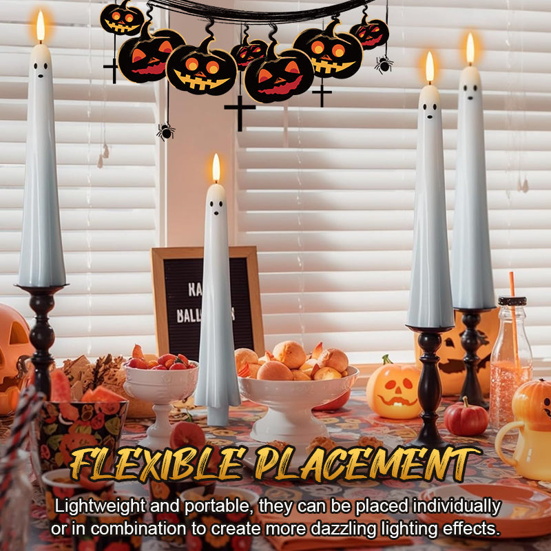 🎃👻 Fjernstyret spøgelseslys med 3D-flammende væge 👻🎃