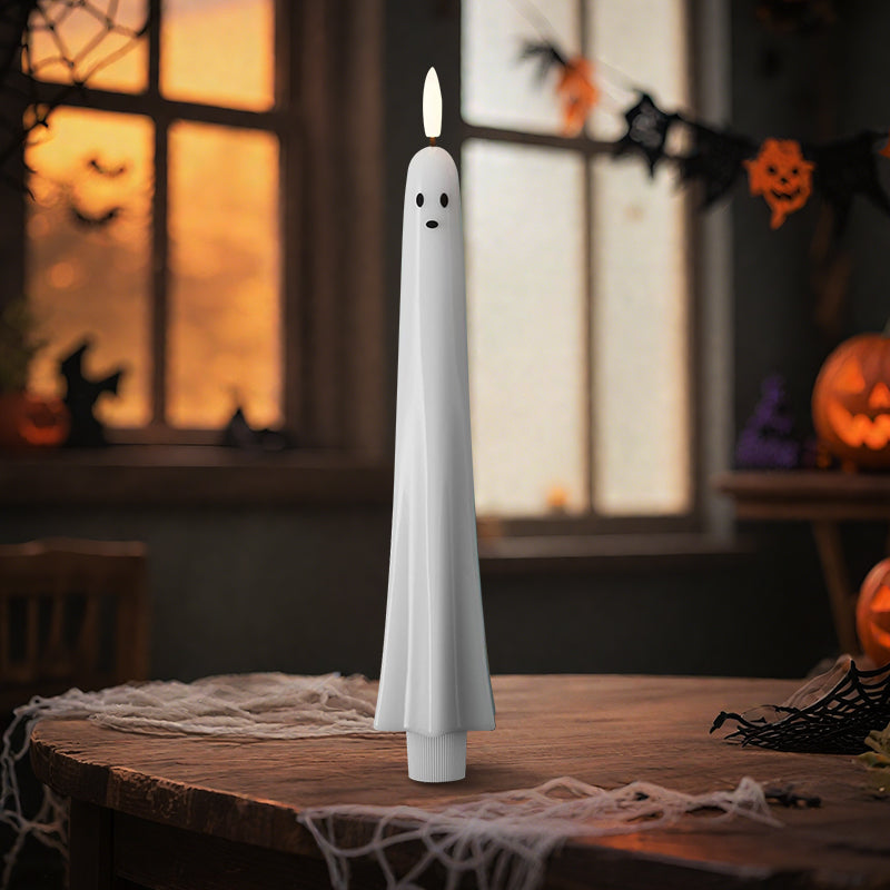 🎃👻 Fjernstyret spøgelseslys med 3D-flammende væge 👻🎃