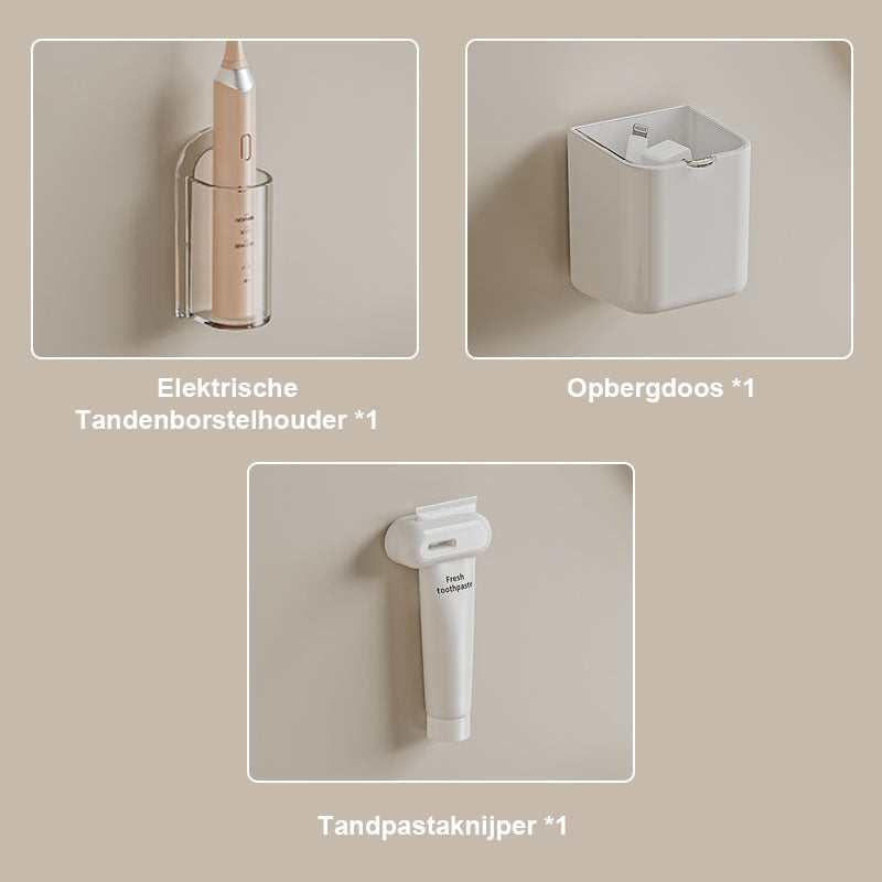 Vægmonteret opbevaring af tandbørster uden huller