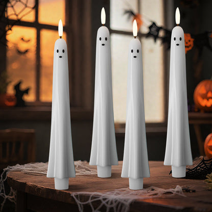🎃👻 Fjernstyret spøgelseslys med 3D-flammende væge 👻🎃