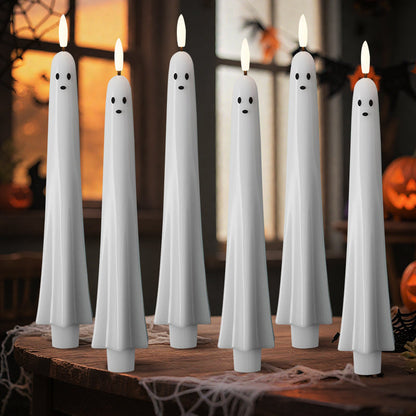 🎃👻 Fjernstyret spøgelseslys med 3D-flammende væge 👻🎃
