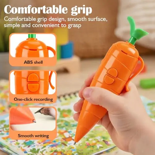 Piuma Carota: Penna a Sfera con Registratore Vocale 60s 🥕🎤