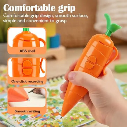 Piuma Carota: Penna a Sfera con Registratore Vocale 60s 🥕🎤