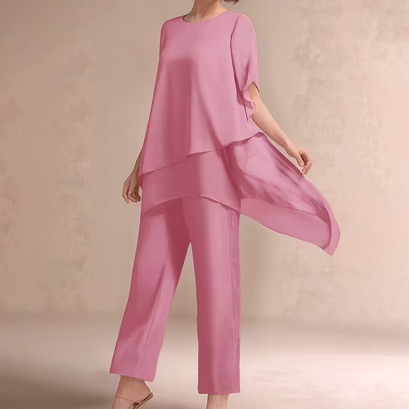 Charming Irregular Top & Wide Leg Pants Set – Orlo Asimmetrico, Doppio Strato Fluttuante & Eleganza per Tutto il Giorno 👗✨