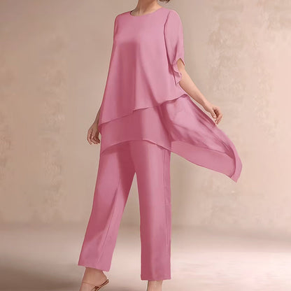 Charming Irregular Top & Wide Leg Pants Set – Orlo Asimmetrico, Doppio Strato Fluttuante & Eleganza per Tutto il Giorno 👗✨