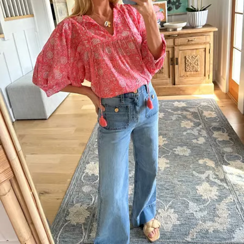 👖Tummy-Control Sailor-bukser med brede ben⭐