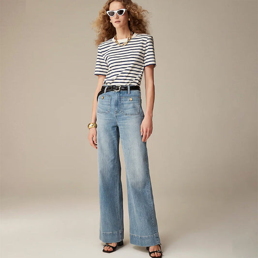👖Tummy-Control Sailor-bukser med brede ben⭐