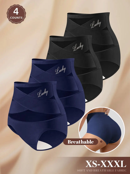 Women's High-Waisted Fitted Mesh Panties Set (4-Pack), Soft Breathable Non-Irritating Design, Comfortable All Season Underwear, Sizes S-Xxl