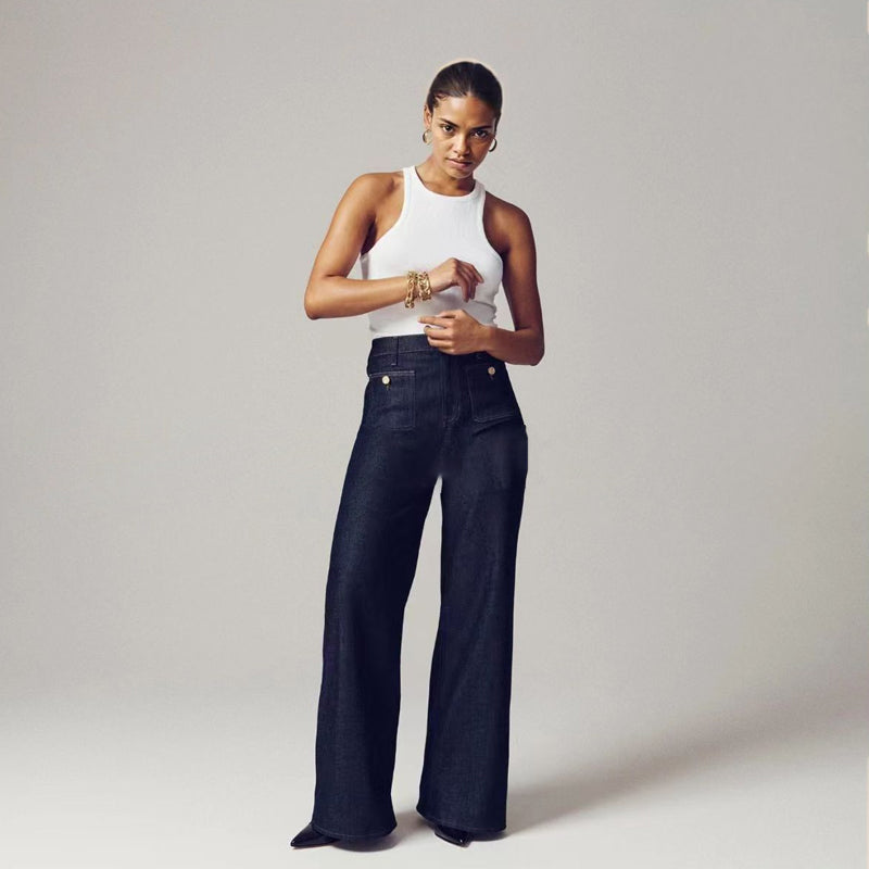 👖Tummy-Control Sailor-bukser med brede ben⭐