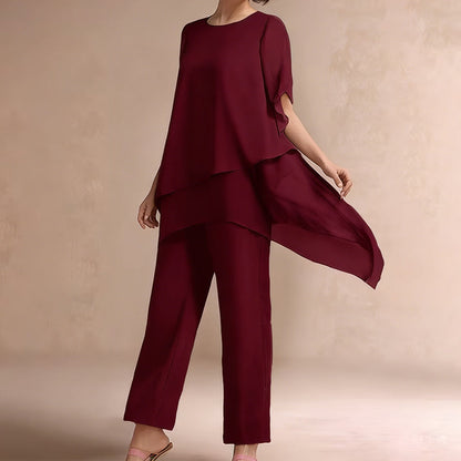 Charming Irregular Top & Wide Leg Pants Set – Orlo Asimmetrico, Doppio Strato Fluttuante & Eleganza per Tutto il Giorno 👗✨