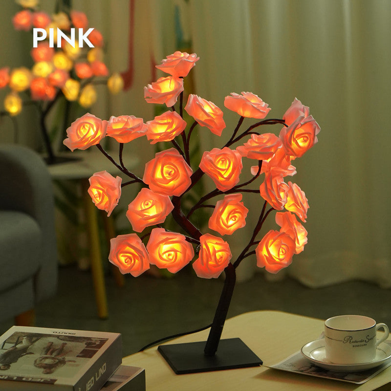 Rose Tree Night Light - Lampada da Tavolo Alimentata tramite USB