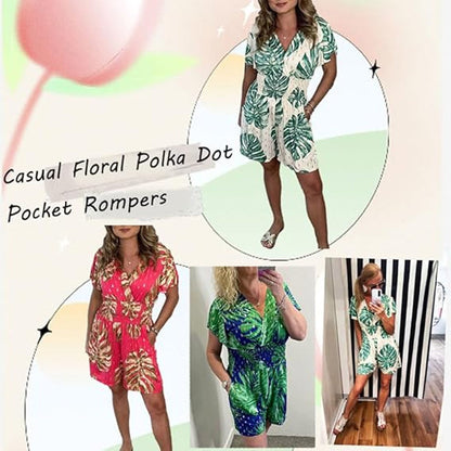 🌿 Frisk jumpsuit med V-hals og blomsterprint 🌿