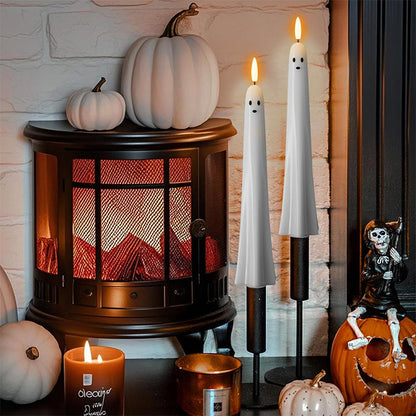 🎃👻 Fjernstyret spøgelseslys med 3D-flammende væge 👻🎃