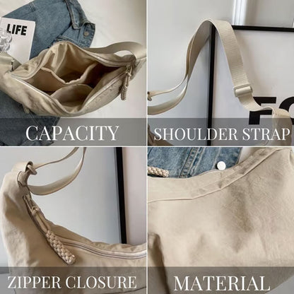 🔥🎒Lady Fashion One Colour Nylon Crossbody Bag