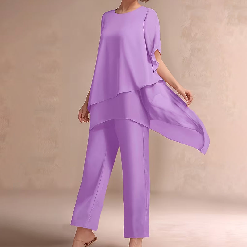 Charming Irregular Top & Wide Leg Pants Set – Orlo Asimmetrico, Doppio Strato Fluttuante & Eleganza per Tutto il Giorno 👗✨