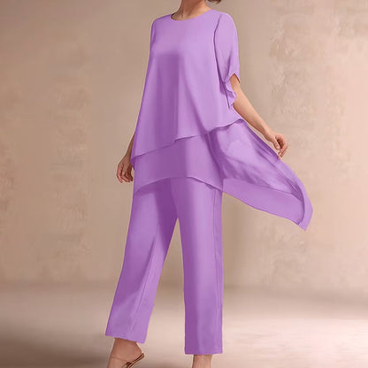 Charming Irregular Top & Wide Leg Pants Set – Orlo Asimmetrico, Doppio Strato Fluttuante & Eleganza per Tutto il Giorno 👗✨