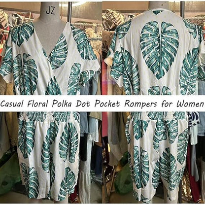 🌿 Frisk jumpsuit med V-hals og blomsterprint 🌿
