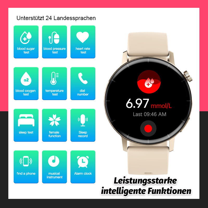 Puls- og blodsukkermåling, sportsur med Bluetooth-opkald/Heart rate blood glucose monitoring, Bluetooth call sports watch