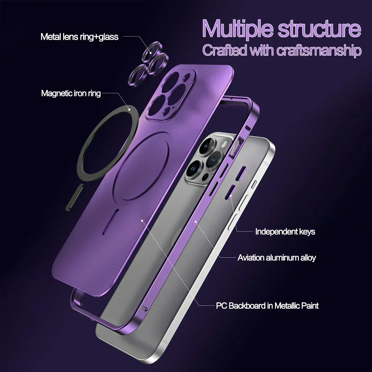 Enkelt magnetisk mobilcover i metal til iPhone