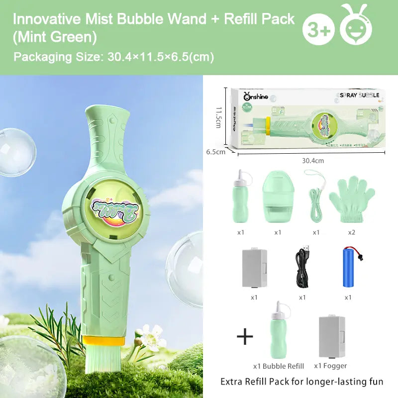 Macchina per Bolle di Nebbia per Bambini – Bacchetta Elastico-Fumo, Spada di Bolle Fumanti, Giocattolo STEM Interattivo con Luci & Musica, Divertimento Genitore-Figlio, Gioco Estivo all’Aperto, Regalo di Compleanno per Ragazzi & Ragazze