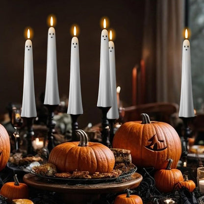 🎃👻 Fjernstyret spøgelseslys med 3D-flammende væge 👻🎃