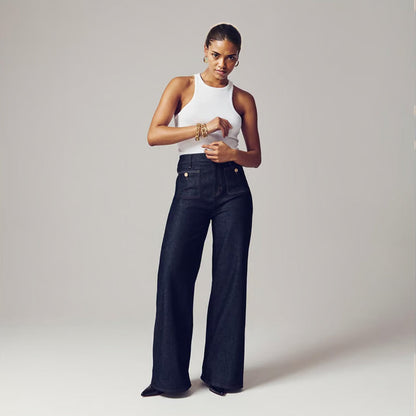 👖Tummy-Control Sailor-bukser med brede ben⭐