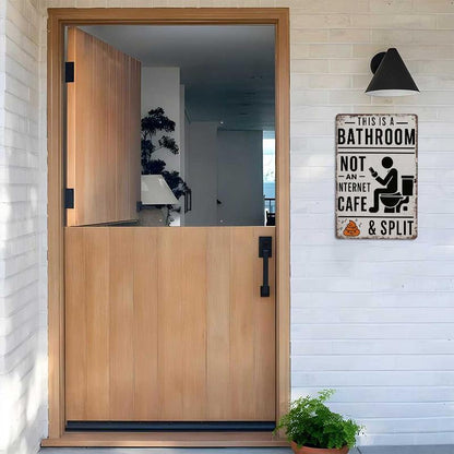 "Questo È Un Bagno, Non Un Internet Café" – Divertente Cartello Murale Vintage In Metallo