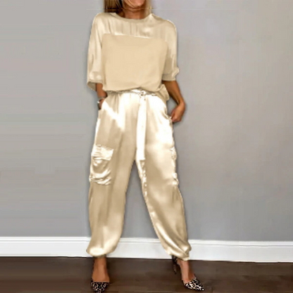 Kvinders sommer cool satin afslappet 2-delt