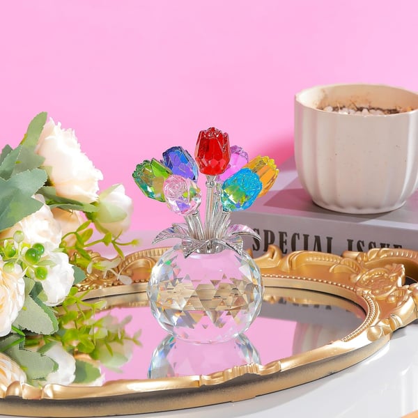 🌈✨ Vaso Prisma con Fiori di Cristallo ✨🌈