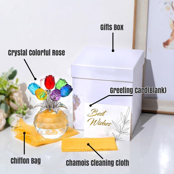 🌈✨ Vaso Prisma con Fiori di Cristallo ✨🌈