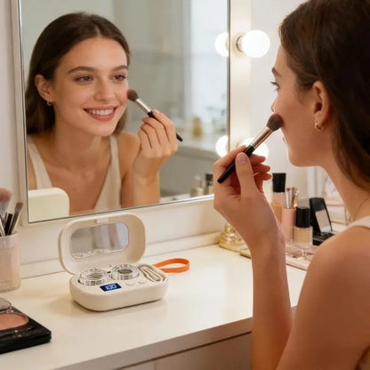 Pulitore a ultrasuoni ricaricabile per lenti a contatto con specchio cosmetico