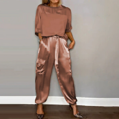 Kvinders sommer cool satin afslappet 2-delt