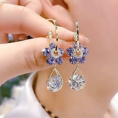 💥Super udsalg nu🔥Fashion Flower Crystal Øreringe