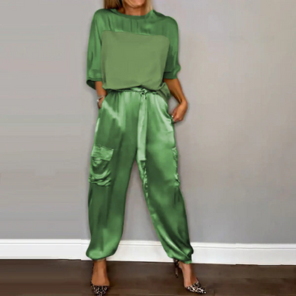 Kvinders sommer cool satin afslappet 2-delt