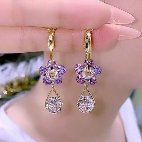 💥Super udsalg nu🔥Fashion Flower Crystal Øreringe