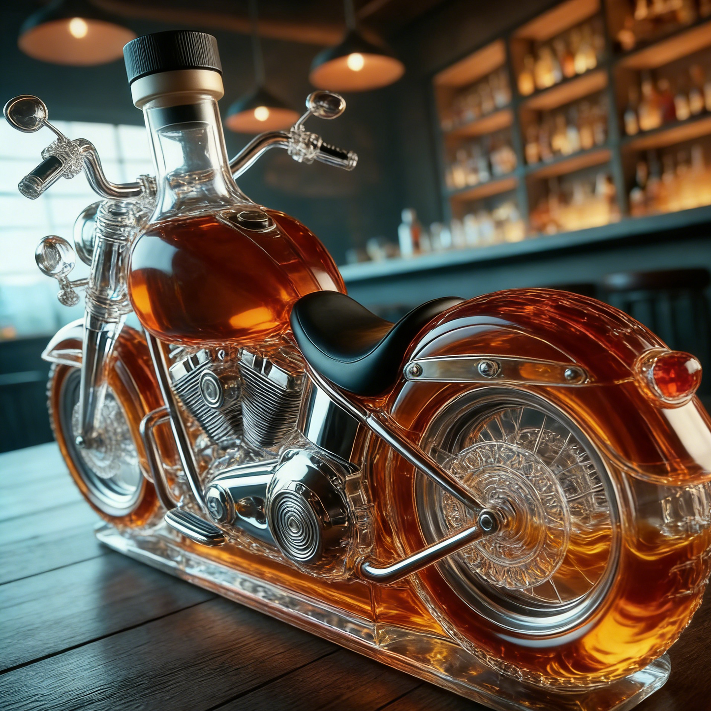 Decanter per whisky a forma di motocicletta