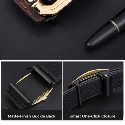 🐊Cintura in pelle per uomini con elegante motivo a coccodrillo, con fibbia automatica e realizzata in pelle bovina.