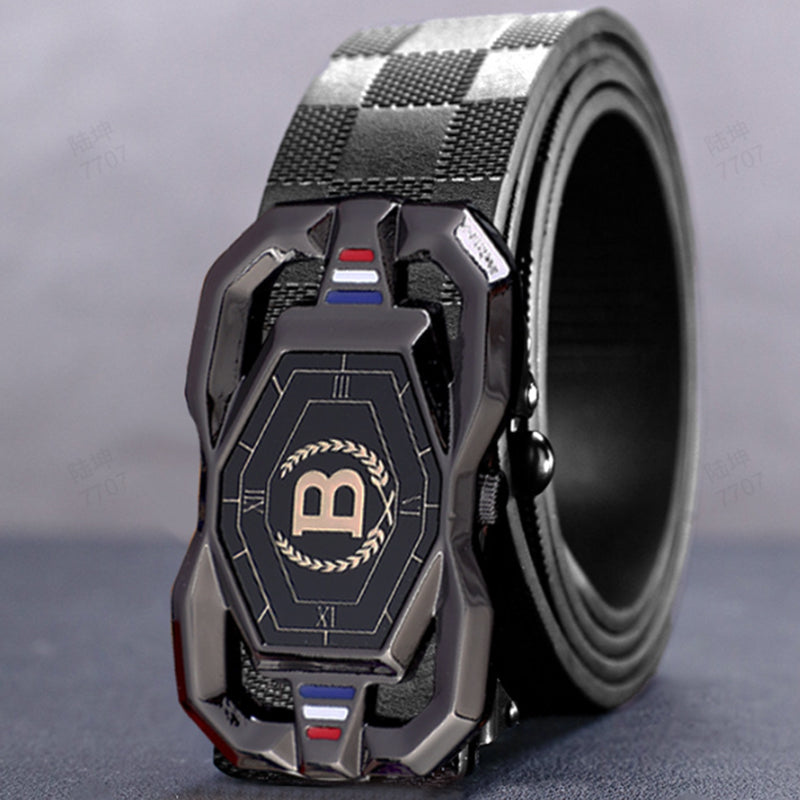 🐊Cintura in pelle per uomini con elegante motivo a coccodrillo, con fibbia automatica e realizzata in pelle bovina.