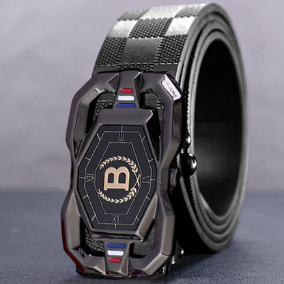 🐊Cintura in pelle per uomini con elegante motivo a coccodrillo, con fibbia automatica e realizzata in pelle bovina.