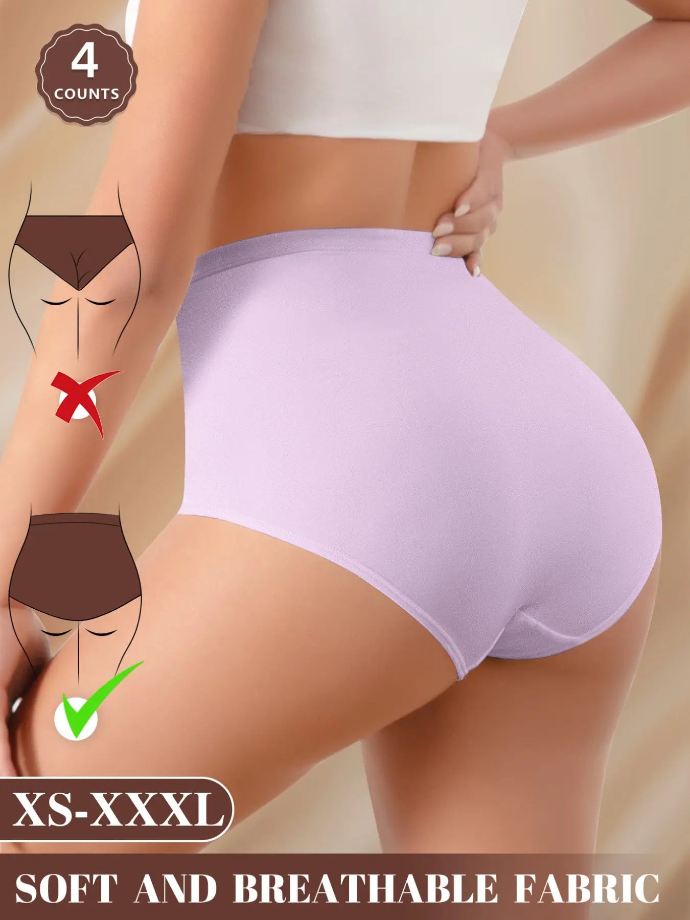 Women's High-Waisted Fitted Mesh Panties Set (4-Pack), Soft Breathable Non-Irritating Design, Comfortable All Season Underwear, Sizes S-Xxl