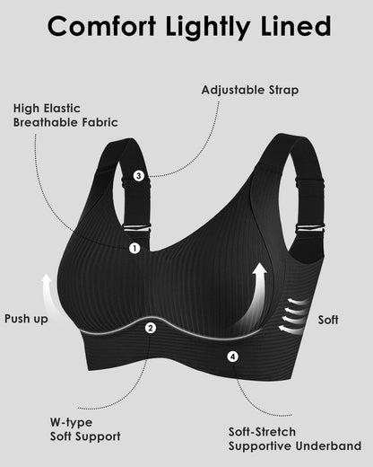 🎁Ribbet push-up-bh til kvinder med justerbare bøjler