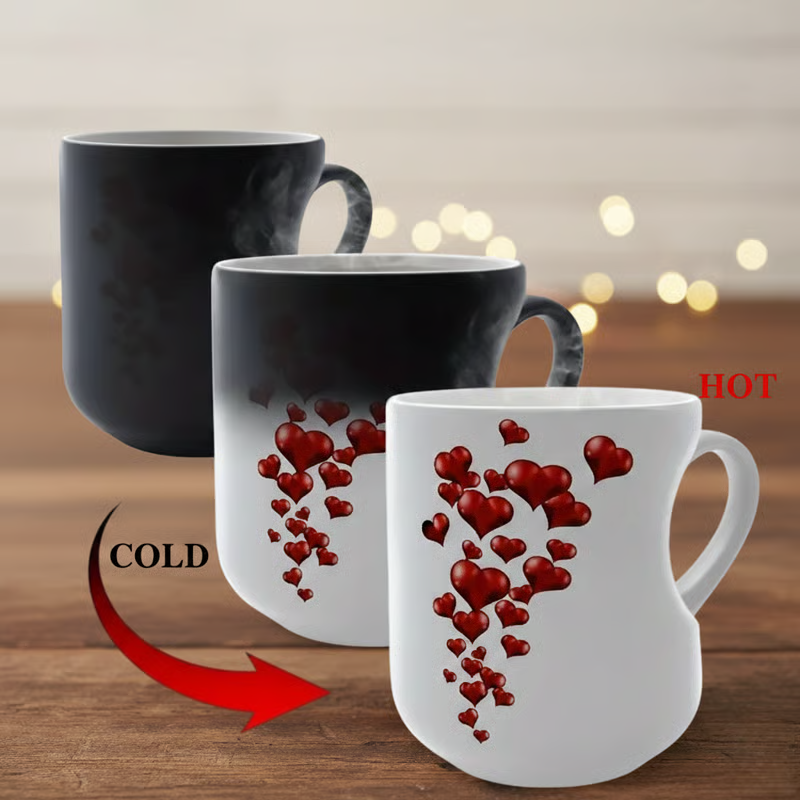 ⏳Offerta a tempo limitato 50% di sconto⏰Tazza in ceramica con manico a cuore che cambia colore per San Valentino💖☕