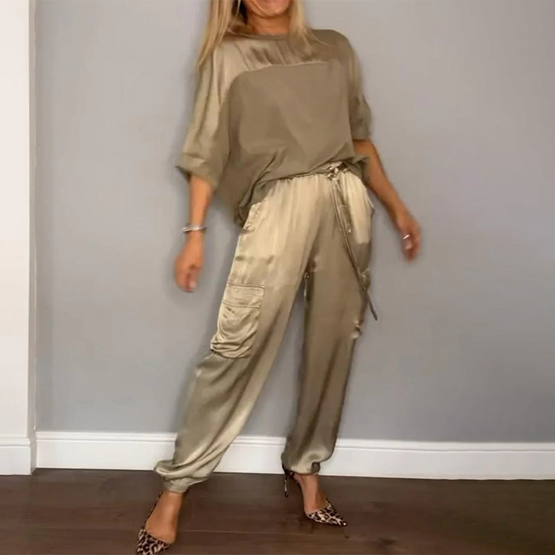 Kvinders sommer cool satin afslappet 2-delt