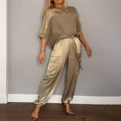 Kvinders sommer cool satin afslappet 2-delt