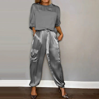Kvinders sommer cool satin afslappet 2-delt